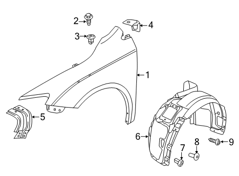 2017 Chrysler 200 Fender & Components Shield-WHEELHOUSE Diagram for 68174586AE