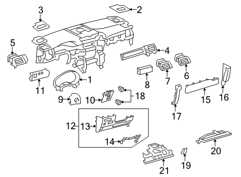 2010 Lexus GX460 Cluster & Switches, Instrument Panel Cover, Instrument, Lower Diagram for 55459-35010-A0