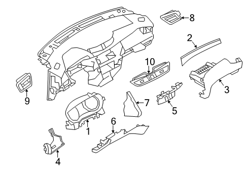 2018 Nissan Rogue Sport Cluster & Switches, Instrument Panel Panel-Instrument Upper, Assist Diagram for 68109-6MA0A