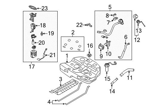 2011 Hyundai Sonata Senders Filler Neck & Hose Assembly Diagram for 31030-4R500