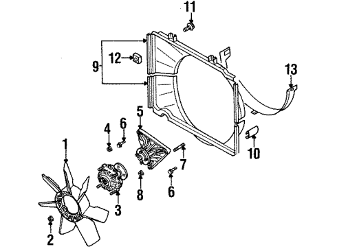 2001 Isuzu VehiCROSS Cooling System, Radiator, Water Pump, Cooling Fan Bolt, Fan Bracket Diagram for 8-97182-861-1