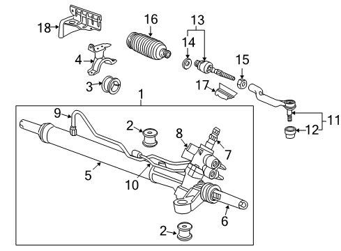 2014 Honda Crosstour Steering Column & Wheel, Steering Gear & Linkage Dust Seal Set, Tie Rod Diagram for 53429-TP6-A02