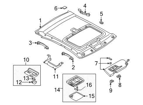 2003 Nissan Maxima Interior Trim - Roof Lamp Assembly-Map Diagram for 26430-5Y702