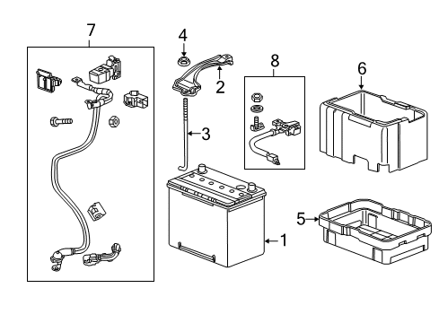 2011 Honda Odyssey Battery Sensor Assy., Battery Diagram for 32600-TK8-A01