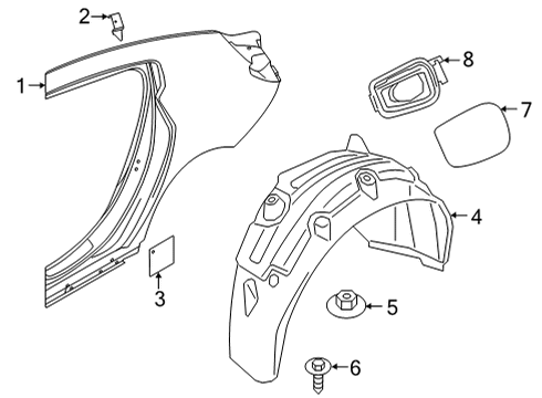 2020 BMW M8 Gran Coupe Quarter Panel & Components COVER, WHEELL HOUSING, REAR Diagram for 51718079993