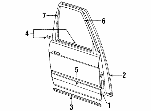 1992 Mitsubishi Precis Door & Components Clip-Door Belt Outside Weatherstrip Mounting Diagram for 83219-21001