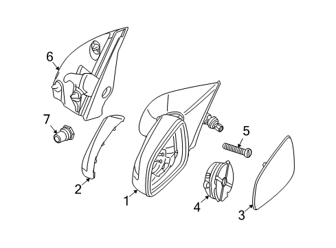 2008 Saturn Astra Mirrors Mirror Assembly Diagram for 13253337