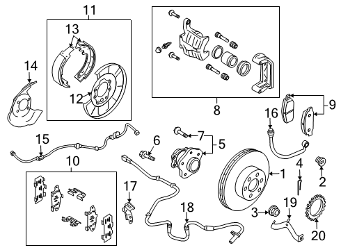 2020 Nissan Rogue Sport Rear Brakes Baffle Plate Diagram for 44151-4BR0A