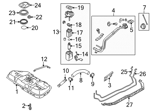 2012 Kia Forte Fuel Supply Fuel Tank Assembly Diagram for 311501M500