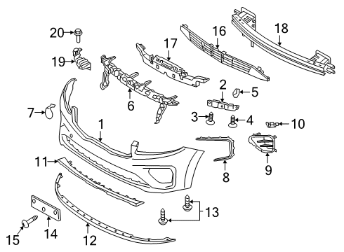 2020 Kia Sedona Front Bumper Piece-Radiator Grille Diagram for 86564A9UA0