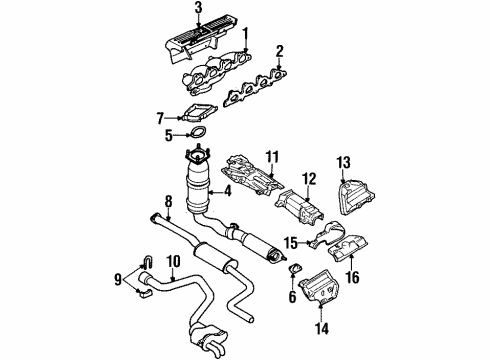 2001 Mercury Cougar Exhaust Components, Exhaust Manifold Converter & Pipe Seal Diagram for F7RZ-9450-AC