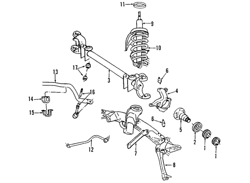 1996 Dodge Ram 3500 Front Suspension Components, Lower Control Arm, Upper Control Arm, Stabilizer Bar Bar-Front SWAY Diagram for 52038925