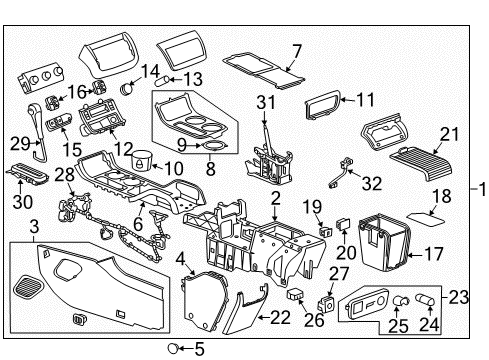 2014 Chevrolet Traverse Center Console Switch Panel Diagram for 22864175