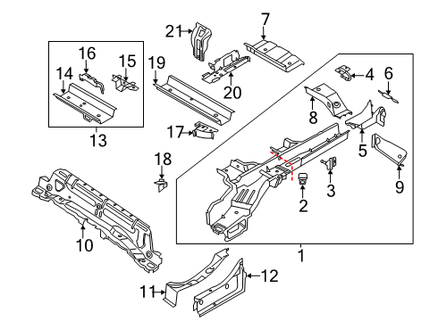 2022 Ford Transit Connect Rails & Components Crossmember Brace Diagram for DV6Z-17113B36-A