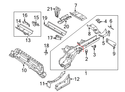 2022 Ford Transit Connect Rails & Components Crossmember Upper Bracket Diagram for DV6Z-1711250-A