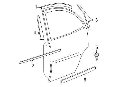 2005 Chevrolet Impala Exterior Trim - Rear Door Body Side Molding Diagram for 88980351