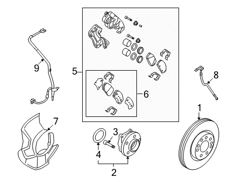 2007 Hyundai Santa Fe Front Brakes Front Brake Pad Kit Diagram for 58101-0WA00