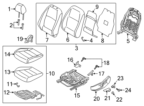 2021 Hyundai Accent Driver Seat Components Cover-Front Back Anti Noise Diagram for 88345-H9000