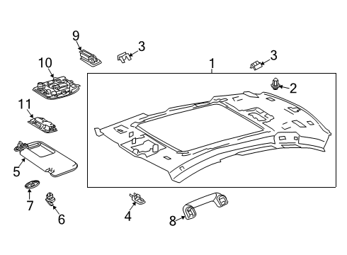 2019 Lexus ES300h Interior Trim - Roof Lamp Sub-Assembly, Map Diagram for 81208-33090-E0