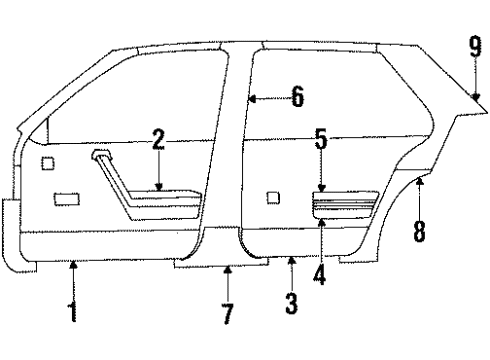 1985 Buick Skyhawk Interior Trim Panel Trim Finish Center Pillar Lower *Black Diagram for 20667705