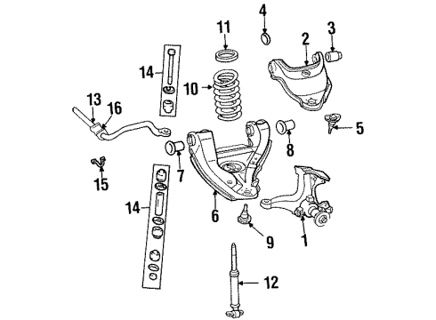 1988 Chevrolet K1500 Front Suspension Components, Lower Control Arm, Upper Control Arm, Stabilizer Bar Steering Knuckle Assembly Diagram for 18060552