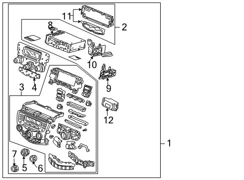 2003 Honda Accord Instrument Panel Components Base Assy., Power *NH482L* (Stanley) (UA BLACK METALLIC) Diagram for 39170-SDA-A21ZA