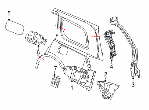 2020 Dodge Durango Quarter Panel & Components Panel-TAILLAMP Mounting Diagram for 55369388AA