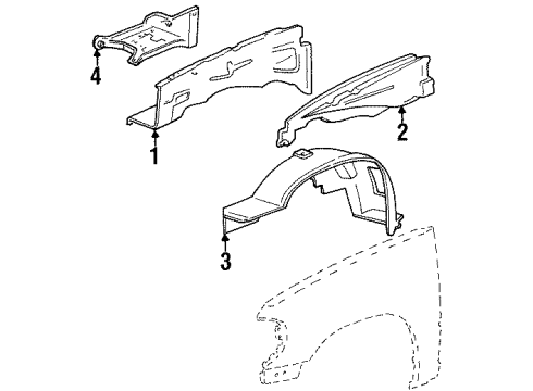 2001 Mercury Mountaineer Structural Components & Rails Fender Liner Diagram for F67Z-16055-AC