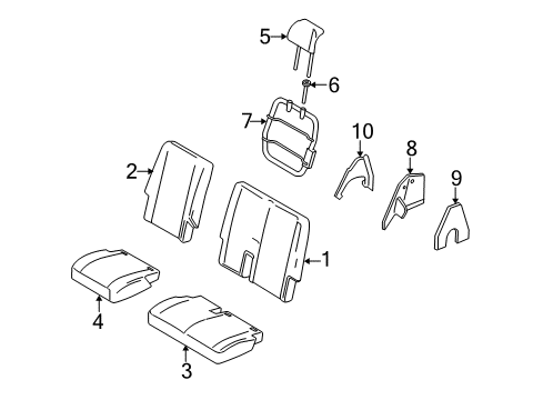2005 Ford Freestyle Rear Seat Components Seat Cushion Pad Diagram for 5F9Z-7463841-DA