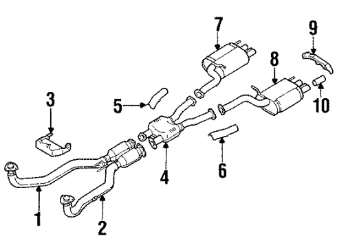 1996 Nissan 300ZX Exhaust Components Exhaust Muffler Assembly Diagram for 20300-54P05