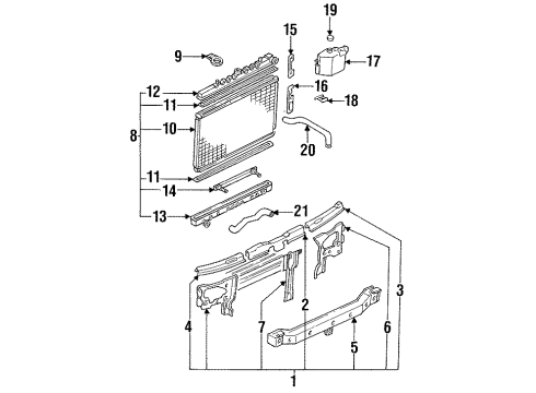 1989 Nissan Maxima Radiator & Components, Radiator Support Radiator Assy Diagram for 21410-85E01