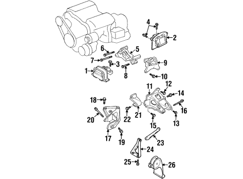 1997 Dodge Stratus Engine & Trans Mounting Bracket-Torque Reaction Diagram for 4593289