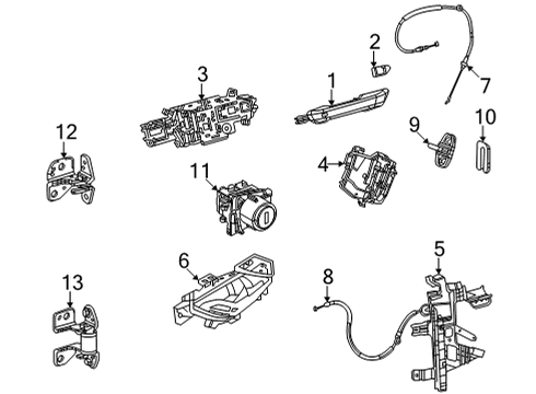 2021 Jeep Grand Cherokee L Rear Door CABLE-OUTSIDE HANDLE TO LATCH Diagram for 68421063AB
