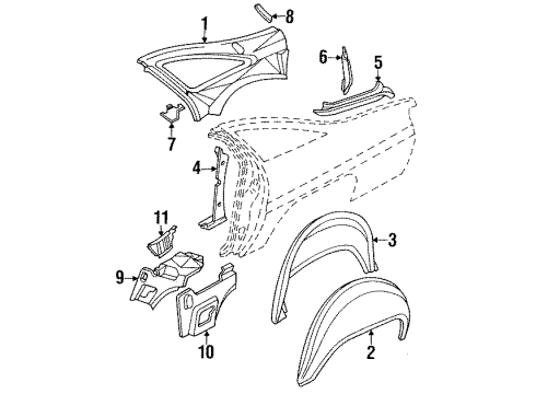 1991 Chevrolet Caprice Inner Structure - Quarter Panel Panel-Rear Wheelhouse Inner Diagram for 10226141