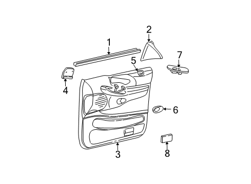 1999 Ford Expedition Interior Trim - Front Door Belt Weatherstrip Diagram for F85Z-7821456-AA