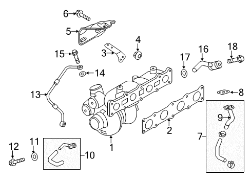 2013 Hyundai Genesis Coupe Turbocharger Pipe-Oil Feed Diagram for 28240-2C600