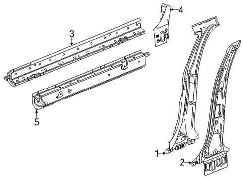 2022 Chevrolet Trailblazer Center Pillar & Rocker Center Pillar Reinforcement Diagram for 42619913
