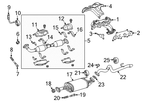 2010 Toyota 4Runner Exhaust Components, Exhaust Manifold Tailpipe Bolt Diagram for 90105-10388