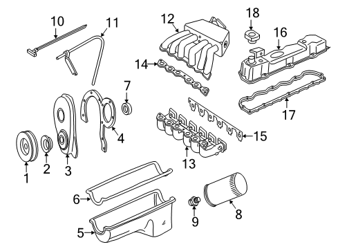 1993 Ford E-350 Econoline Engine Parts, Mounts, Cylinder Head & Valves, Camshaft & Timing, Oil Pan, Oil Pump, Crankshaft & Bearings, Pistons, Rings & Bearings Tube Assembly Diagram for E7UZ6754B