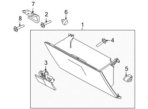 2009 Ford F-150 Glove Box Latch Diagram for 9L3Z-1506072-AA