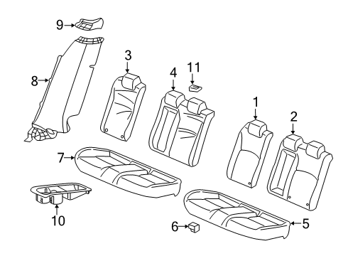 2017 Honda Civic Rear Seat Components Pad Complete, Rear Cushion Diagram for 82137-TGH-A01