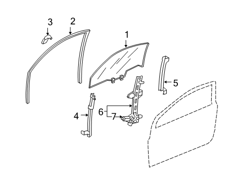 2011 Honda Civic Front Door Channel, Right Front Door Run Diagram for 72235-SVA-A01