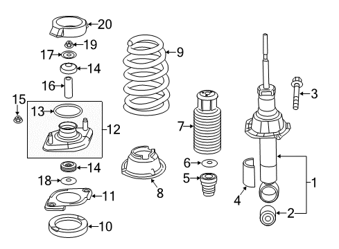 2012 Honda CR-V Struts & Components - Rear Nut, Shock Absorber Flange (10MM) Diagram for 90300-SFE-010