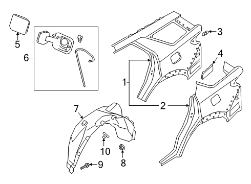 2022 Ford Explorer Quarter Panel & Components Fuel Pocket Diagram for LB5Z-7827936-C