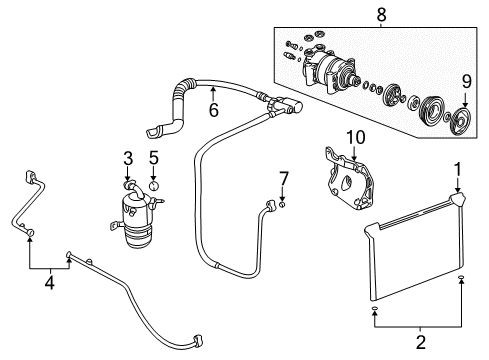 2001 GMC Yukon A/C Condenser, Compressor & Lines Accumulator Diagram for 19169380