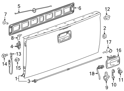 2019 Chevrolet Colorado Tail Gate Handle Diagram for 84368995