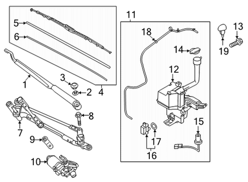 2022 Kia Carnival Wiper & Washer Components Blade Assy-Wiper, Pas Diagram for 98360R0000