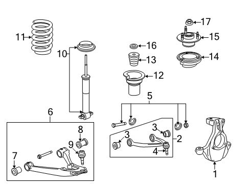 2008 GMC Yukon Front Suspension Components, Lower Control Arm, Upper Control Arm, Ride Control, Stabilizer Bar Front Spring Diagram for 15911941