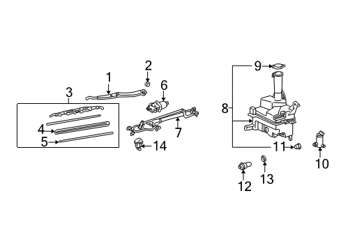 2002 Lexus GS430 Wiper & Washer Components Windshield Wiper Arm Assembly, Left Diagram for 85221-30410