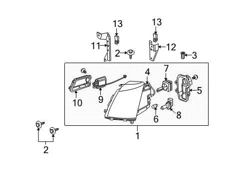 2008 Cadillac STS Bulbs Ballast, Headlamp Diagram for 16533089